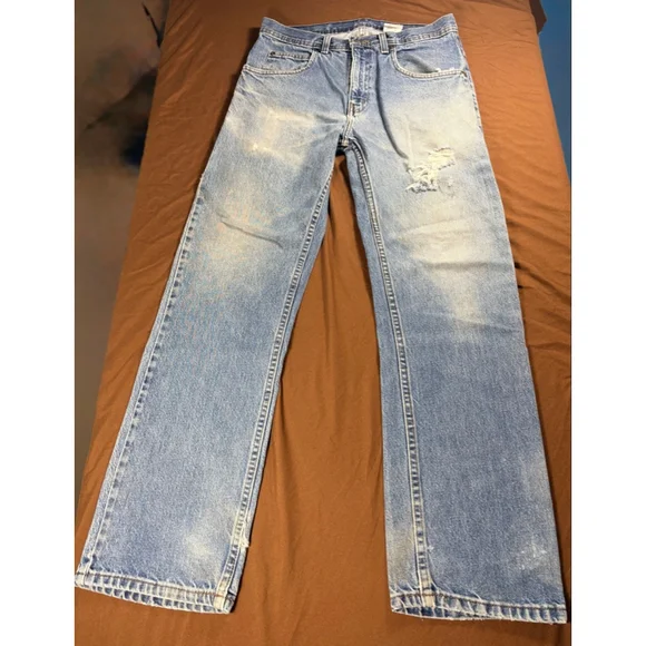KEY Blue Straight Jeans Waist 30 Distressed Vintage Denim - Picture 5 of 9